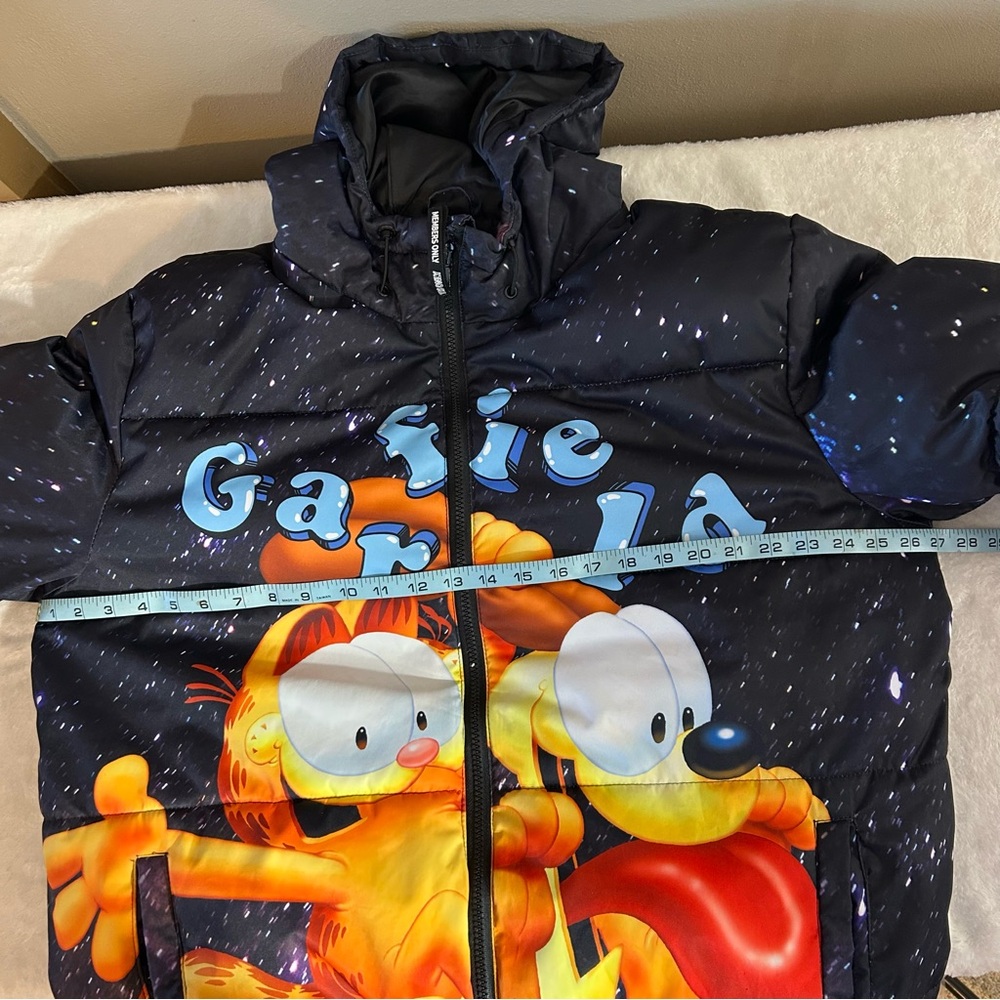 Members Only Garfield & Odie Black Puffer Hoodie Jacket Men’s Size L - Picture 12 of 16